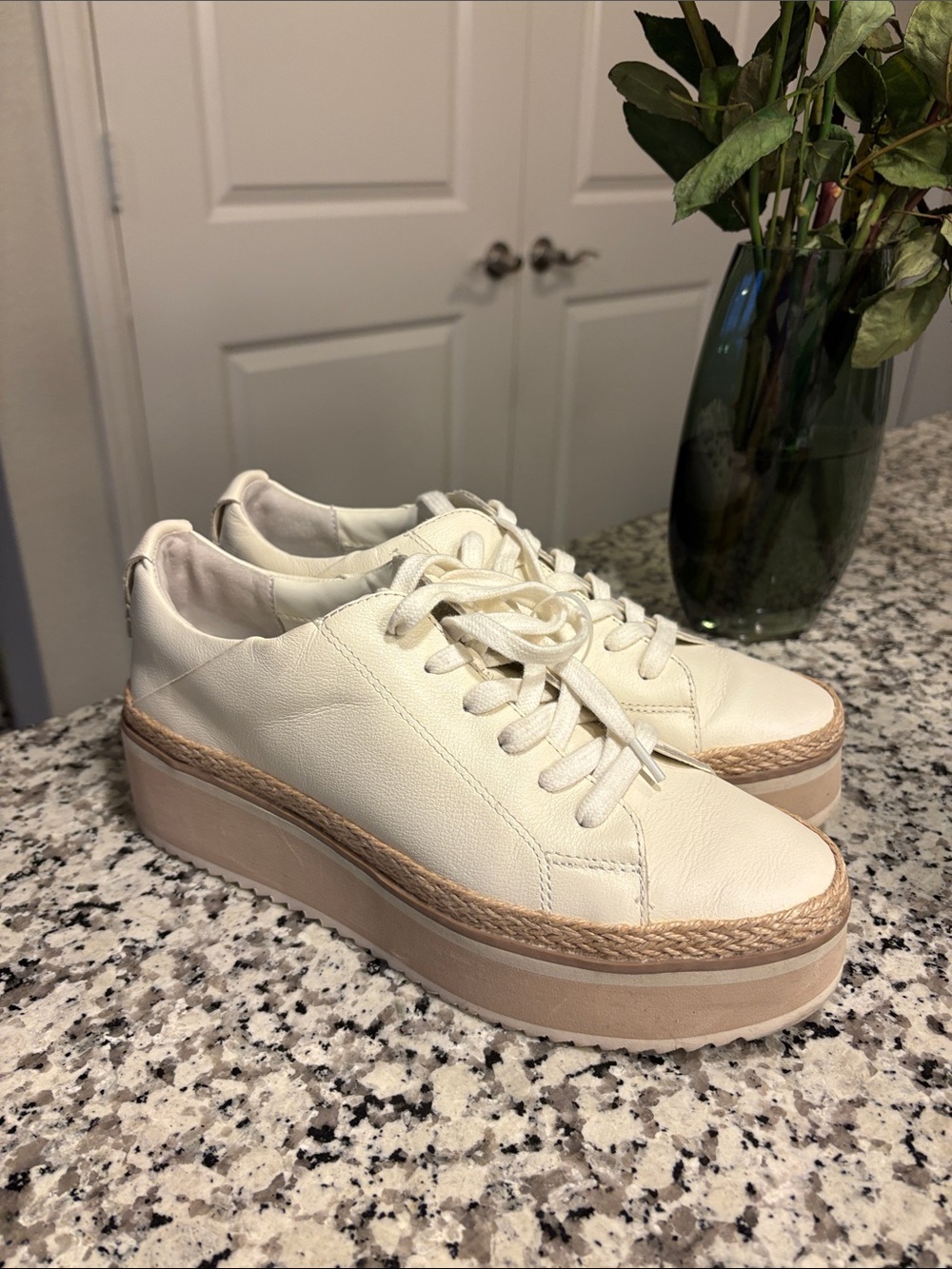 Women's Cream Platform Lace-Up Sneakers - Picture 2 of 7